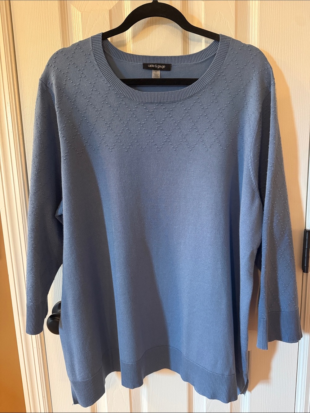 Cable & Gauge Sky Blue Textured Knit Pullover
